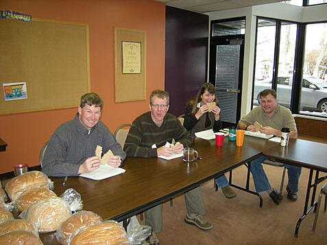 Bread tasting crew photo at Great Harvest