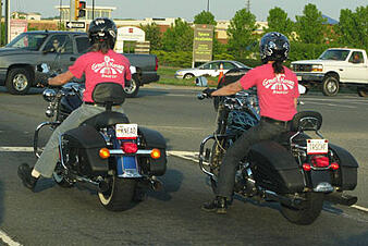 Great Harvest bakery owners on motor bikes photo
