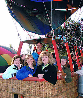 bakery owners in hot air balloon