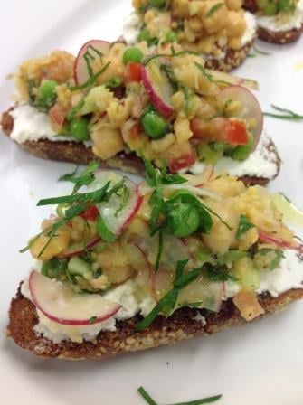 Chickpea Crostini Recipe With Fresh Spring Vegetables