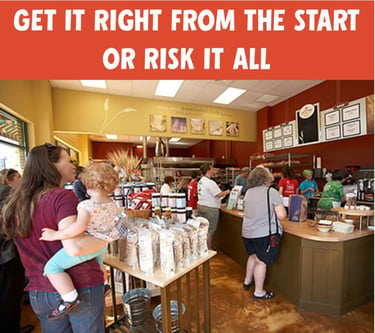 a photo of a bakery cafe lobby