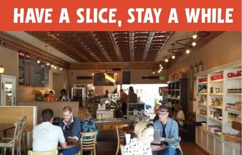 customers eating at tables in a bakery cafe