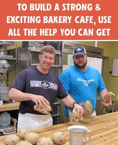 training bakery photo with 2 bakers kneading bread