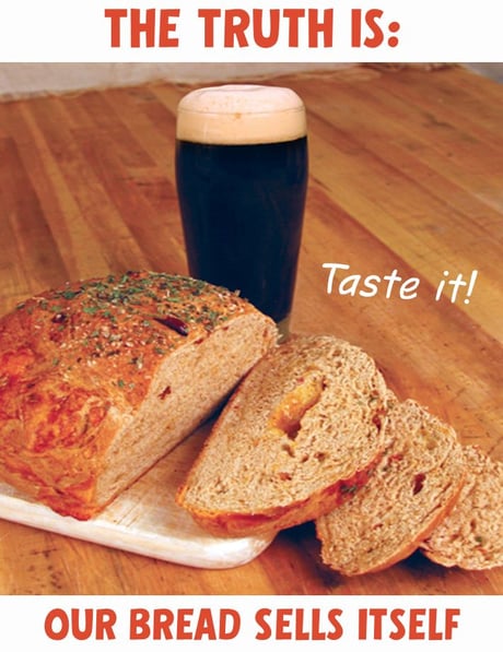 photo of gouda and stout bread and a pint of stout beer